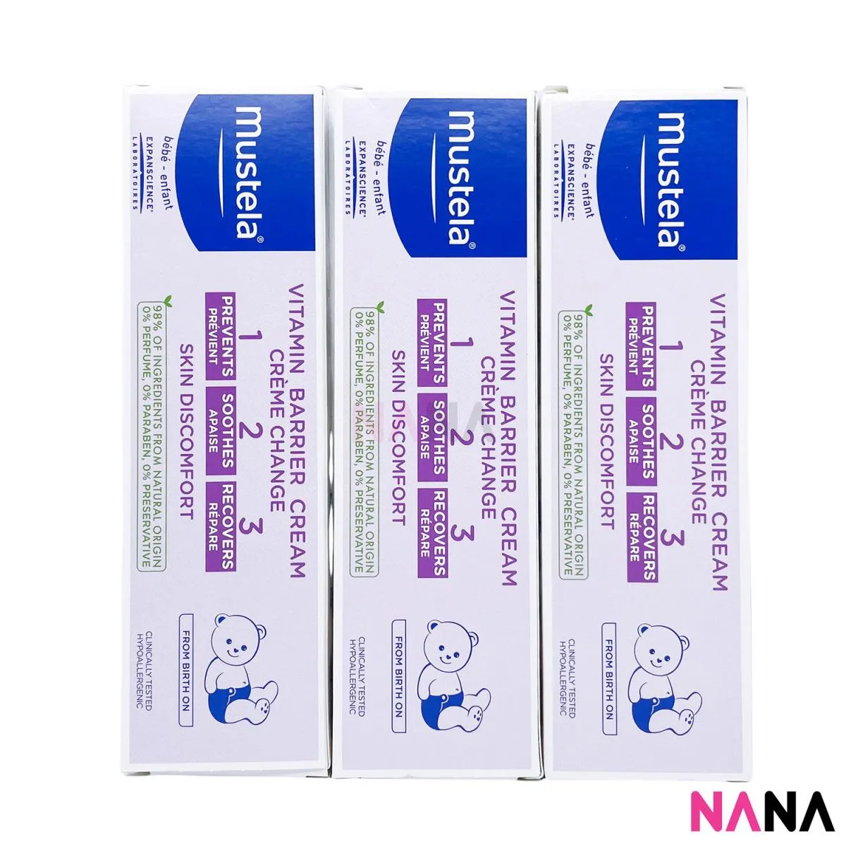 Mustela 1-2-3 Vitamin Barrier Cream 100ml x 3