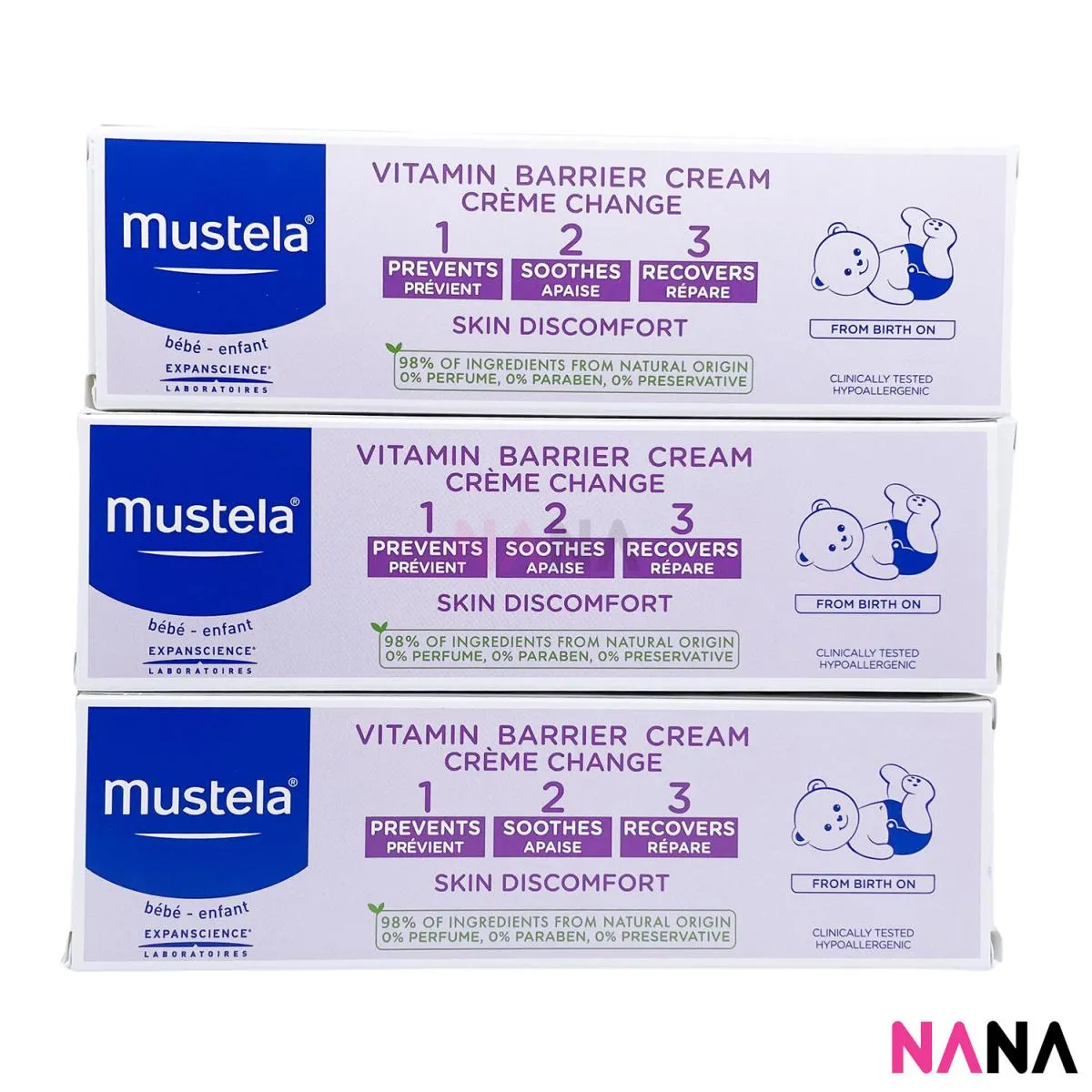 Mustela 1-2-3 Vitamin Barrier Cream 100ml x 3
