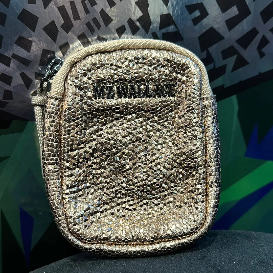 MZ Wallace Teeny Tiny Bronze Glitter Top Zip Pouch
