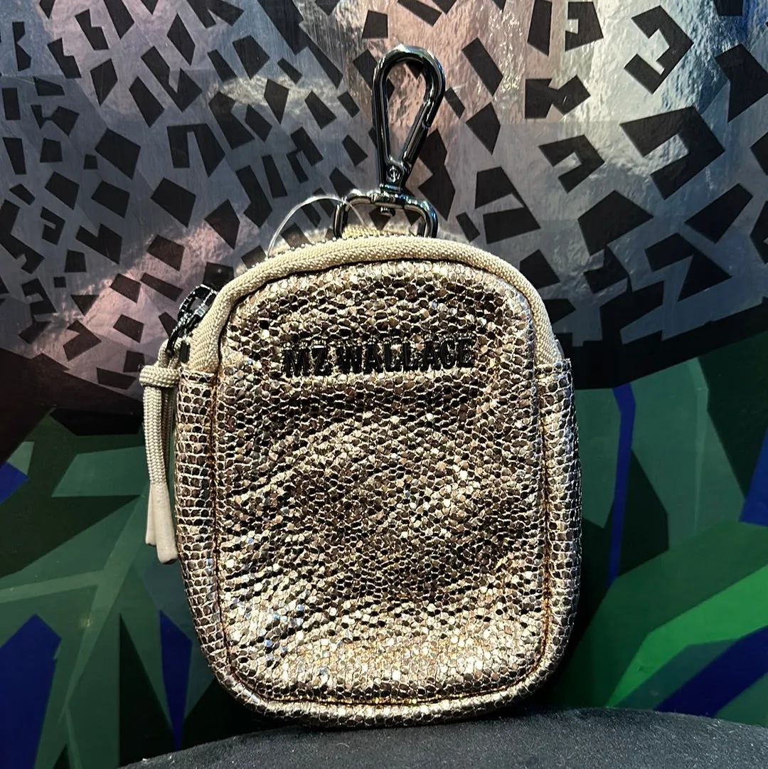 MZ Wallace Teeny Tiny Bronze Glitter Top Zip Pouch