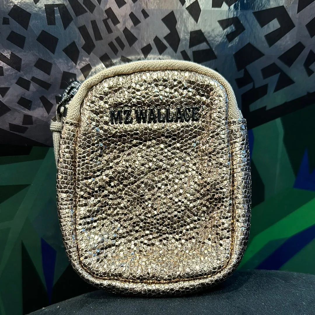 MZ Wallace Teeny Tiny Bronze Glitter Top Zip Pouch