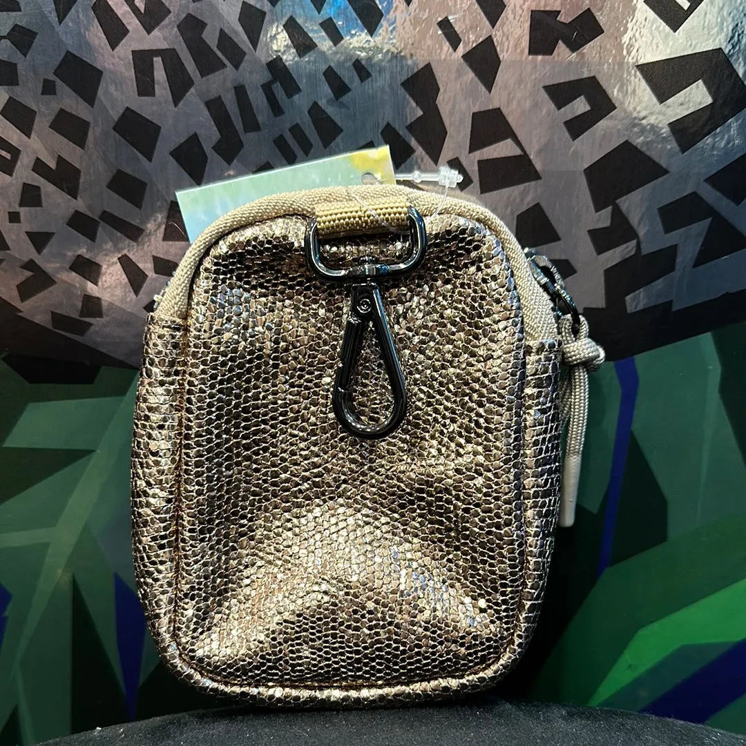 MZ Wallace Teeny Tiny Bronze Glitter Top Zip Pouch