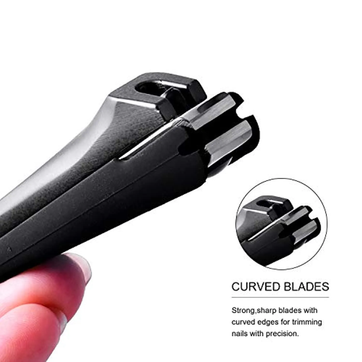 Nail Clippers with Catcher,No Splash Toenail Fingernail Clippers Nail Cutter Trimmer Set with Metal Case,Black Stainless Steel,Good Gift for Women and Men