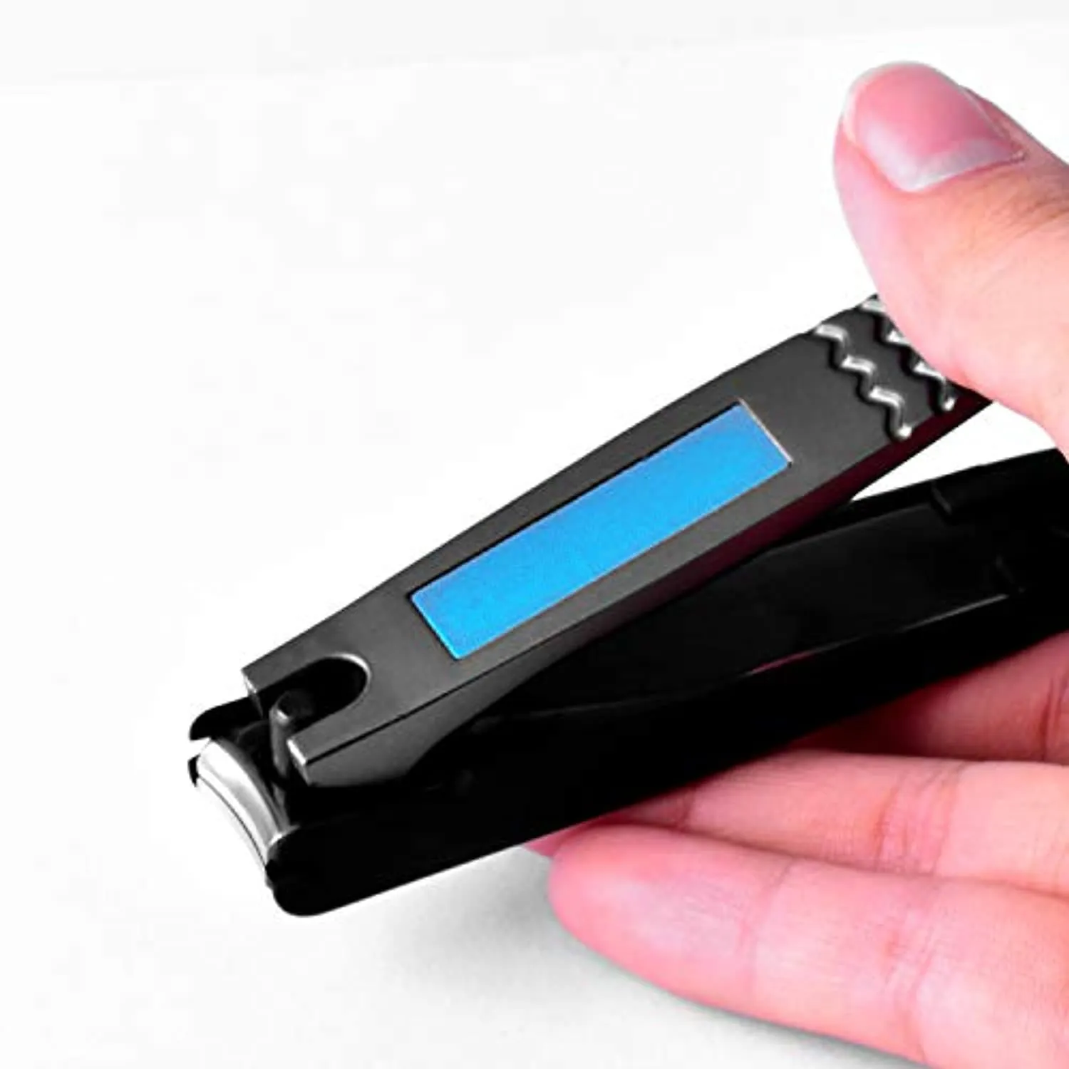 Nail Clippers with Catcher,No Splash Toenail Fingernail Clippers Nail Cutter Trimmer Set with Metal Case,Black Stainless Steel,Good Gift for Women and Men