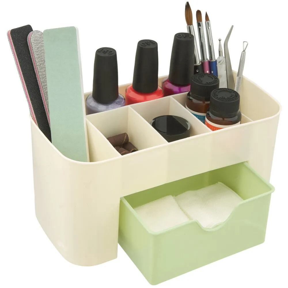 Nail Storage Organizer Box - Can Hold Polish, File, Brush &amp; more - Green - Each