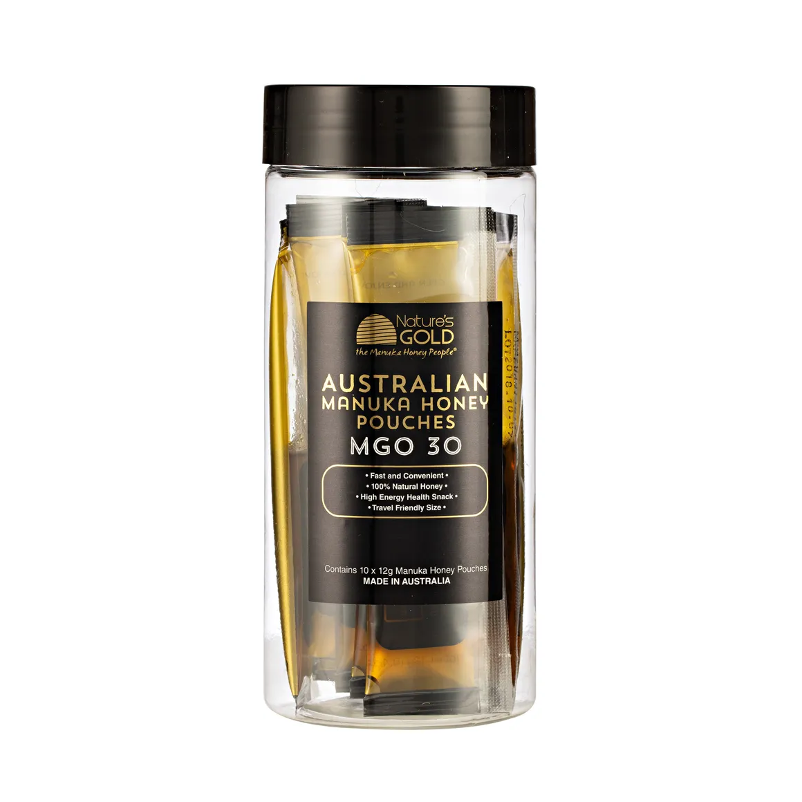 NATURES GOLD MGO 30 Honey pouches in Canister (10 pack)