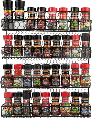 New Homeries 4 Tier Spice Rack Storage Organizer Spice Rack Mount Great for Kitchen Pantry or Wall Mount
