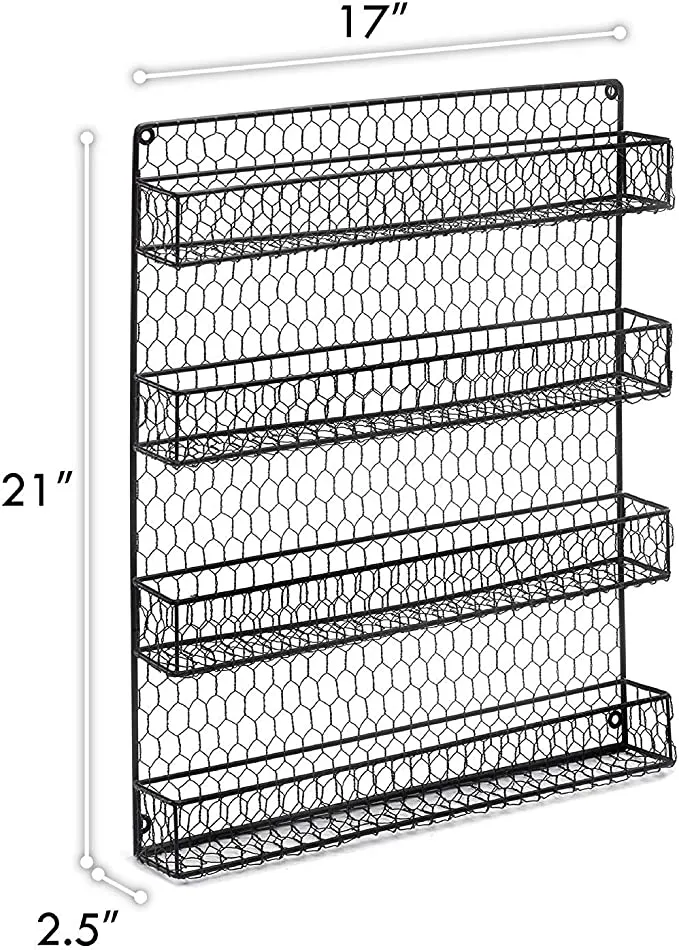 New Homeries 4 Tier Spice Rack Storage Organizer Spice Rack Mount Great for Kitchen Pantry or Wall Mount