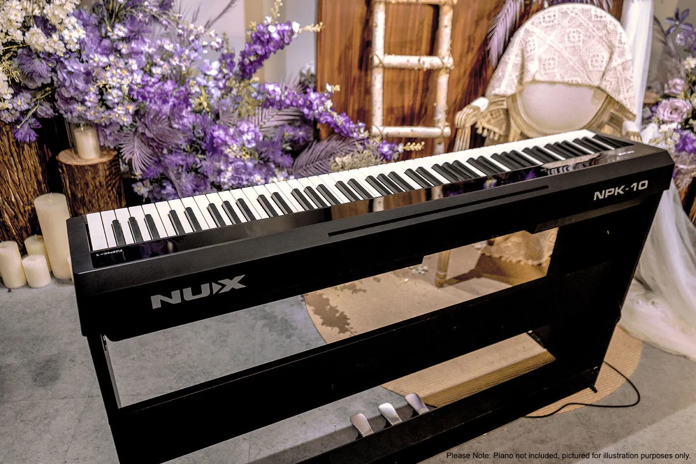NUX NPS1 Digital Piano Stand in Black with 3-Pedals