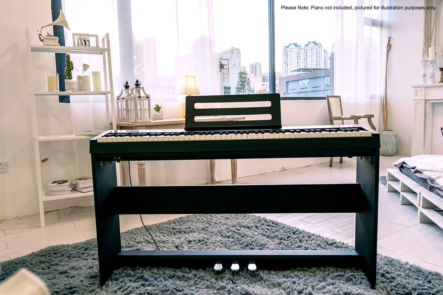 NUX NPS1 Digital Piano Stand in Black with 3-Pedals