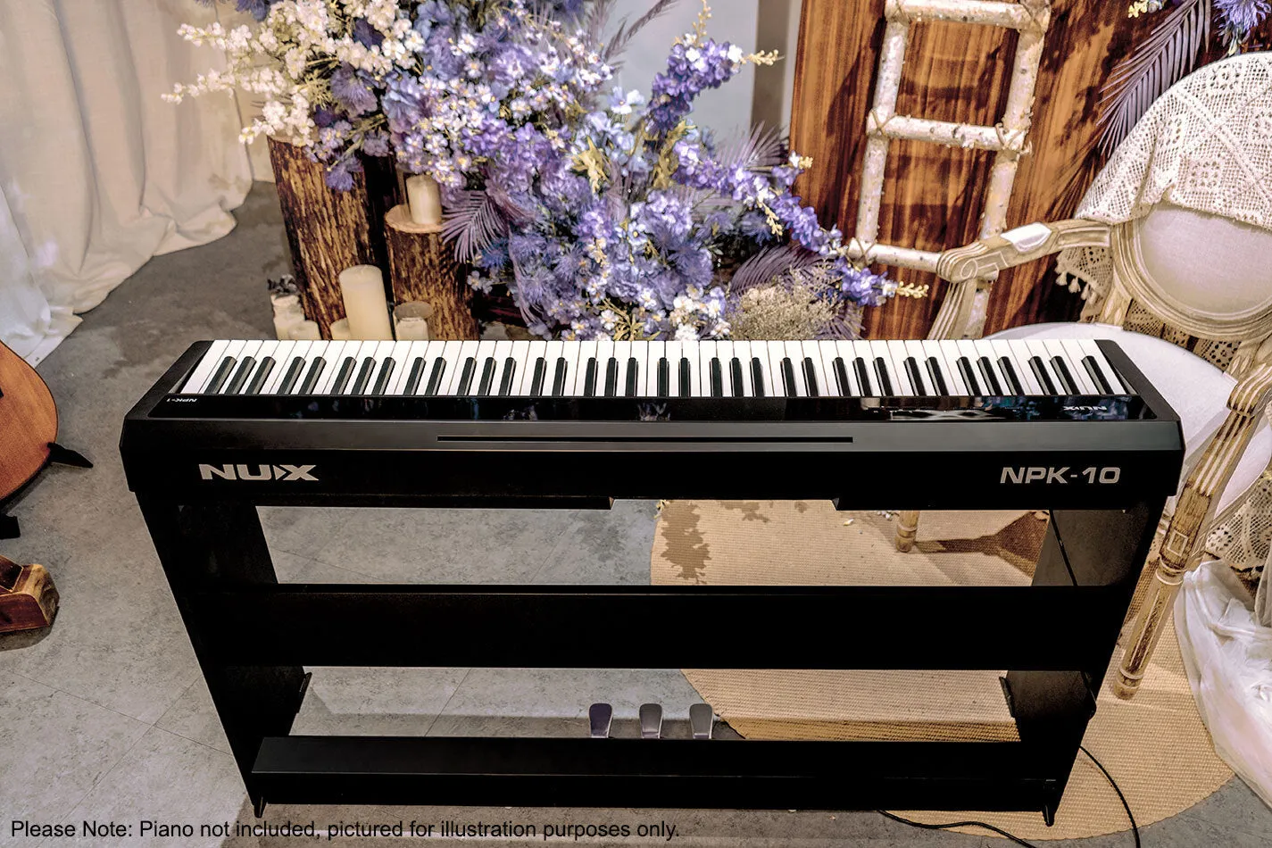 NUX NPS1 Digital Piano Stand in Black with 3-Pedals