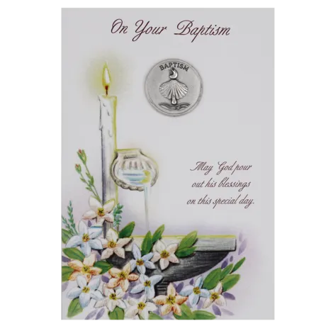 On Your Baptism Token Gift Greeting Card