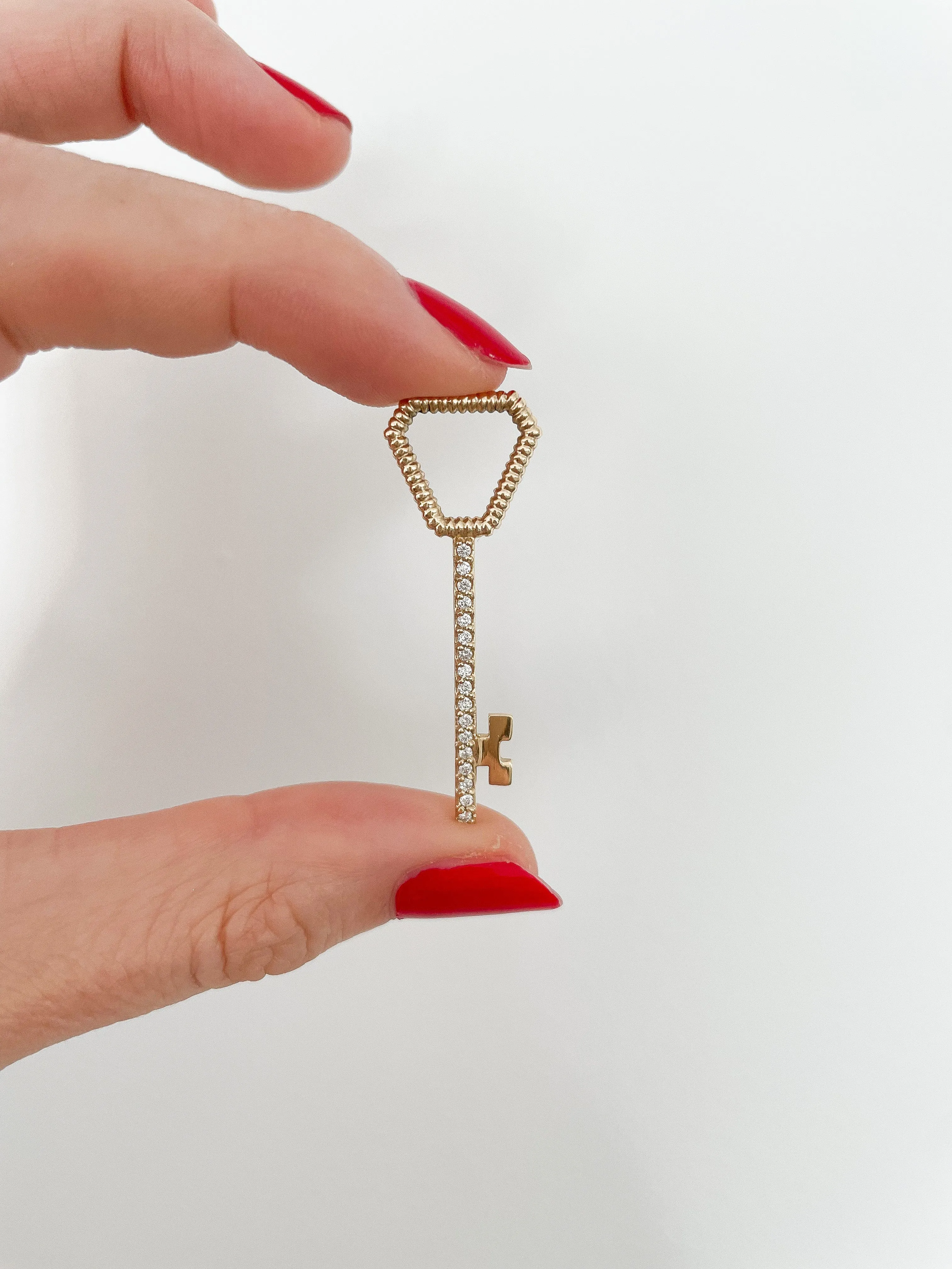 Open Diamond Key Charm