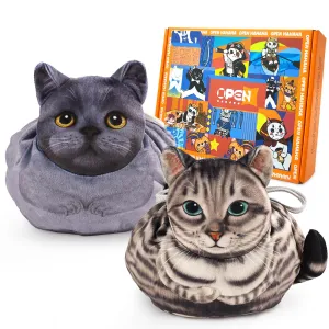 Openhahaha Drawstring Makeup Bag, Cat Makeup Bag, Travel Makeup Organizer, Cosmetic Pouch Bag, Cat Gift for Women, Lay Flat Makeup Bag Gifts for Cat Lovers(2-Pack)