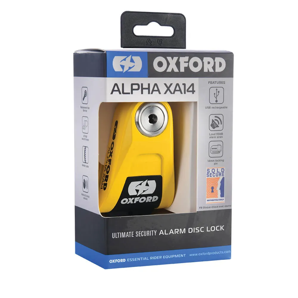 Oxford Alpha XA14 Alarm Disc Lock Yellow / Black