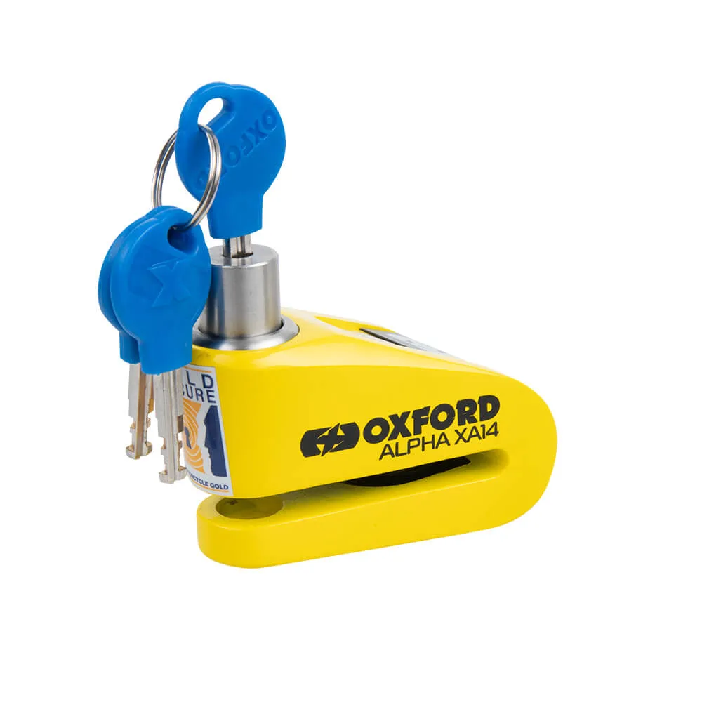 Oxford Alpha XA14 Alarm Disc Lock Yellow / Black