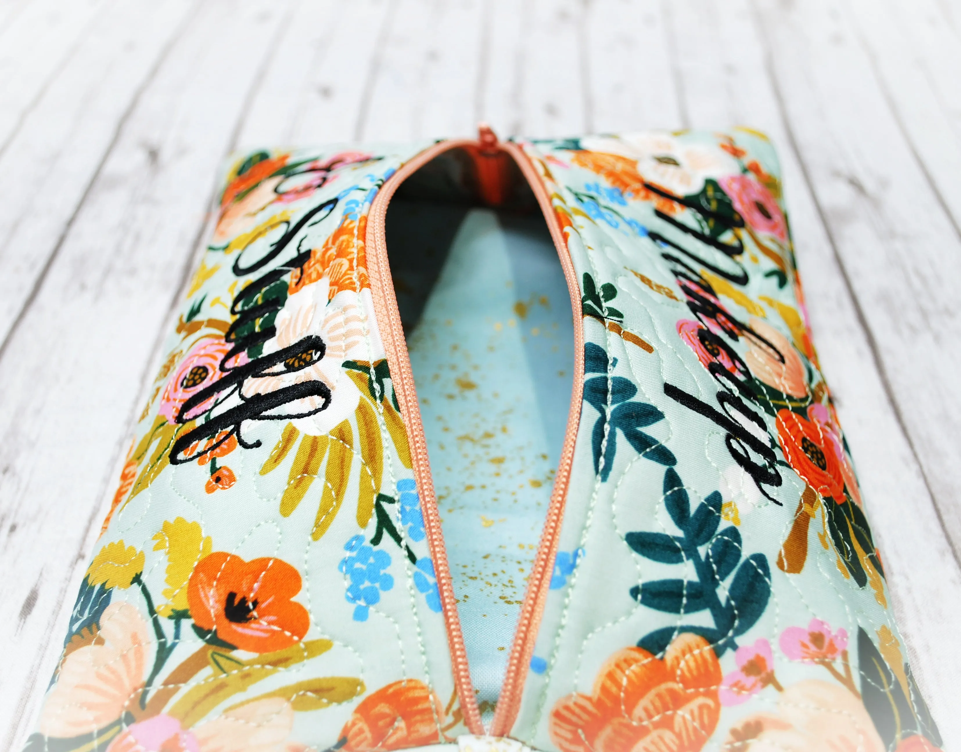 Paper Co Floral Personalized Quilted Pouch