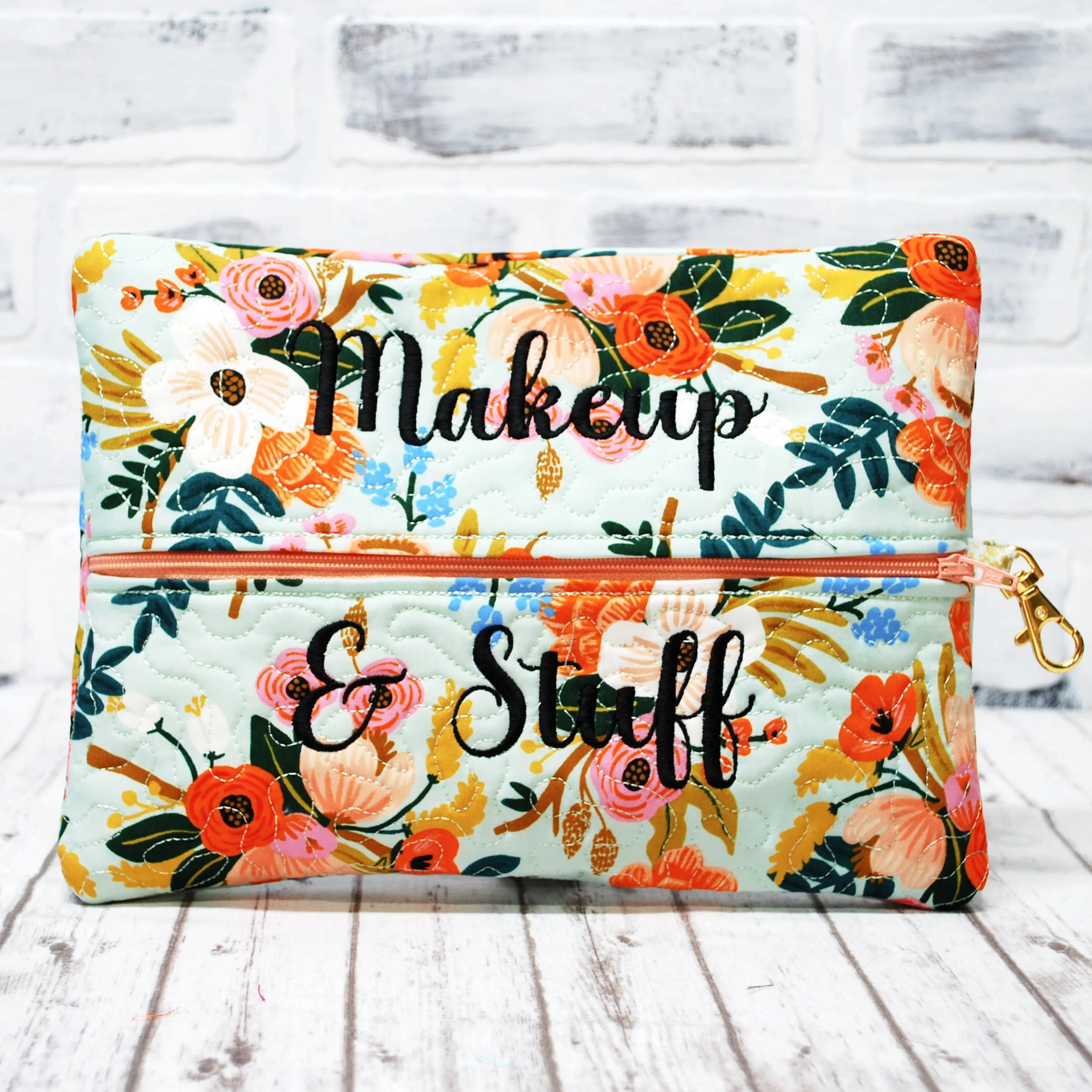 Paper Co Floral Personalized Quilted Pouch