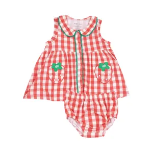 Peter Pan Button Front Dress w Ric Rac Trim and Diaper Cover