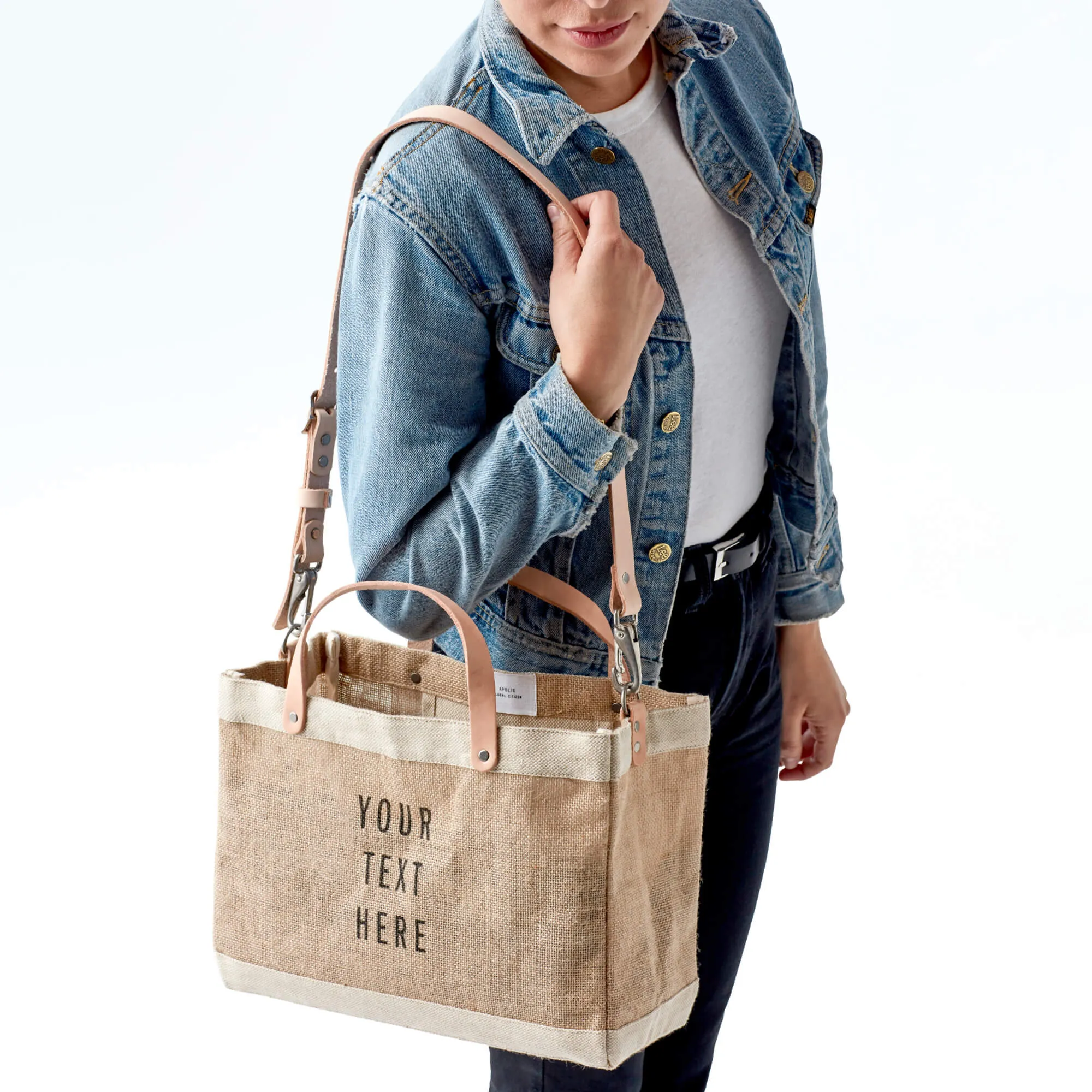 Petite Market Bag in Natural with Strap (035NASTRAP)