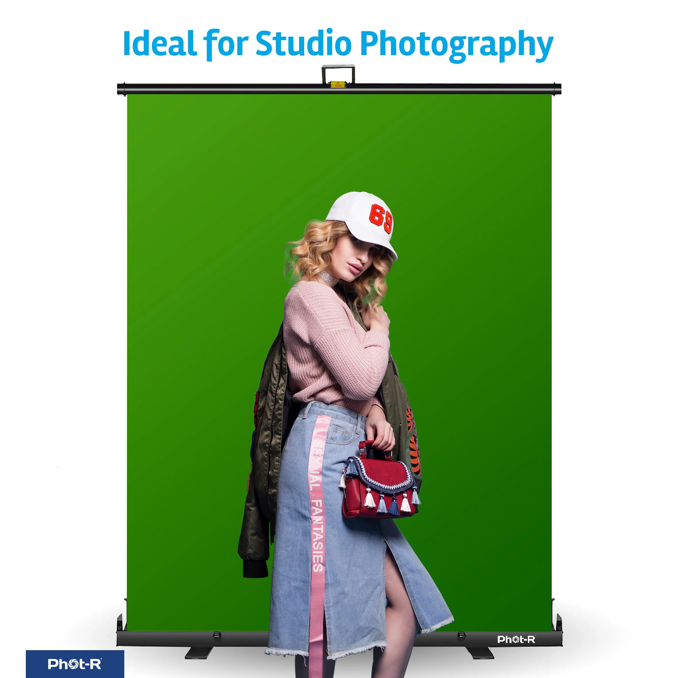 Phot-R Portable Retractable Backdrop 168x200 Green