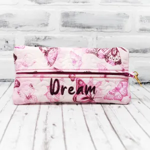 Pink Butterfly Personalized Quilted Pouch