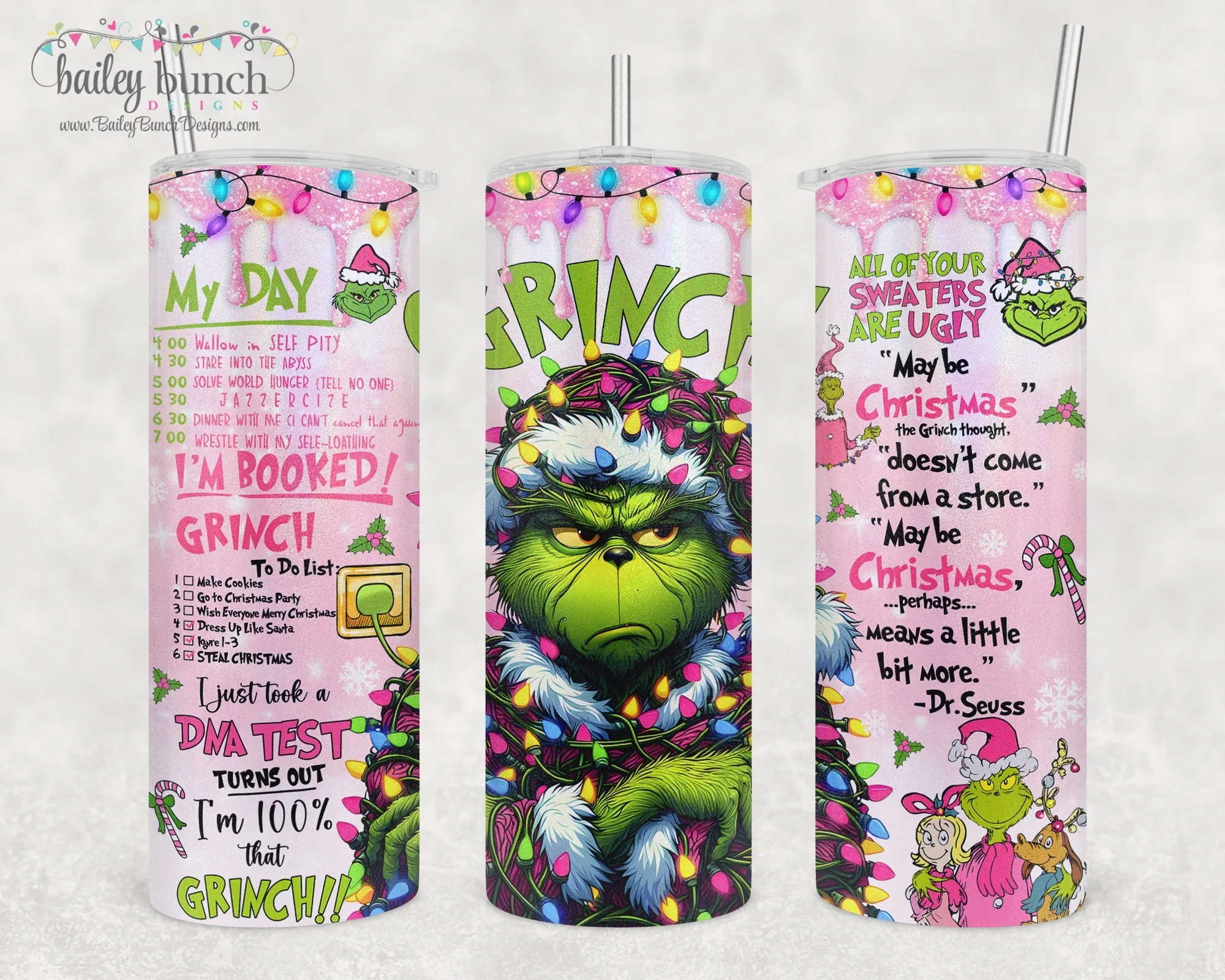 Pink Grinch Shimmer Glitter Tumbler TUMBPINKCGRINCH0520G