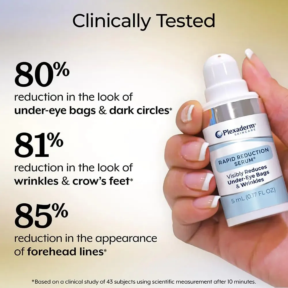 Plexaderm Rapid Reduction Eye Serum - Instant Wrinkle Remover for Under-Eye Bags, Fine Lines & Dark Circles
