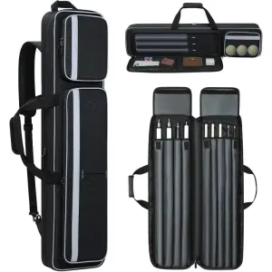 Pool Cue Case 4X5, Soft Padded with Multi-Pocket for 4 Butts and 5 Shafts, Pool Stick Case with Shoulder Straps for Pool Cue