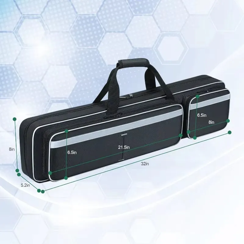 Pool Cue Case 4X5, Soft Padded with Multi-Pocket for 4 Butts and 5 Shafts, Pool Stick Case with Shoulder Straps for Pool Cue