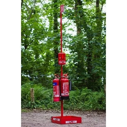 Portable Fire Extinguisher Stand With Pole & Sign