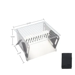 Portable Stainless Steel Folding Camp Stove | BBQ Wood Stove with Detachable Grill