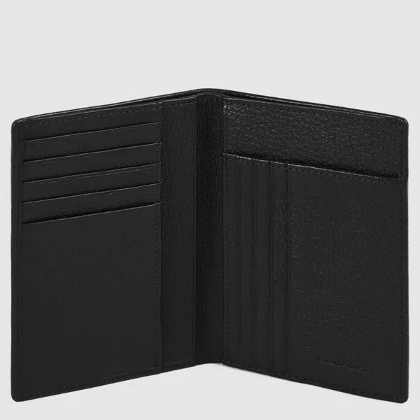 Portafoglio da Uomo Verticale Piquadro in Pelle con Carte di Credito Modus Nero