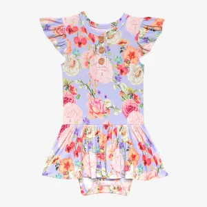 Posh Peanut Bellamy Ruffled Capsleeve Henley Twirl Skirt Bodysuit