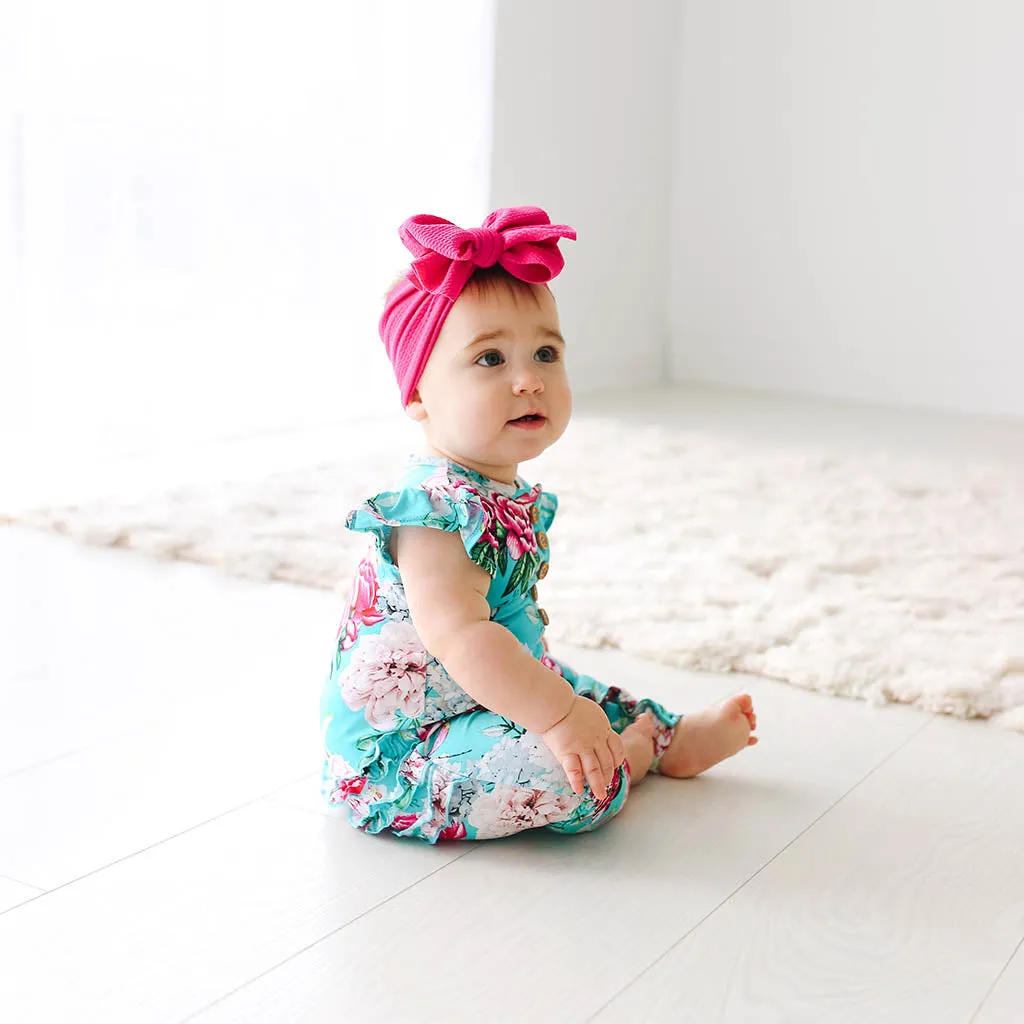 Posh Peanut Eloise Ruffled Capsleeve Henley Romper