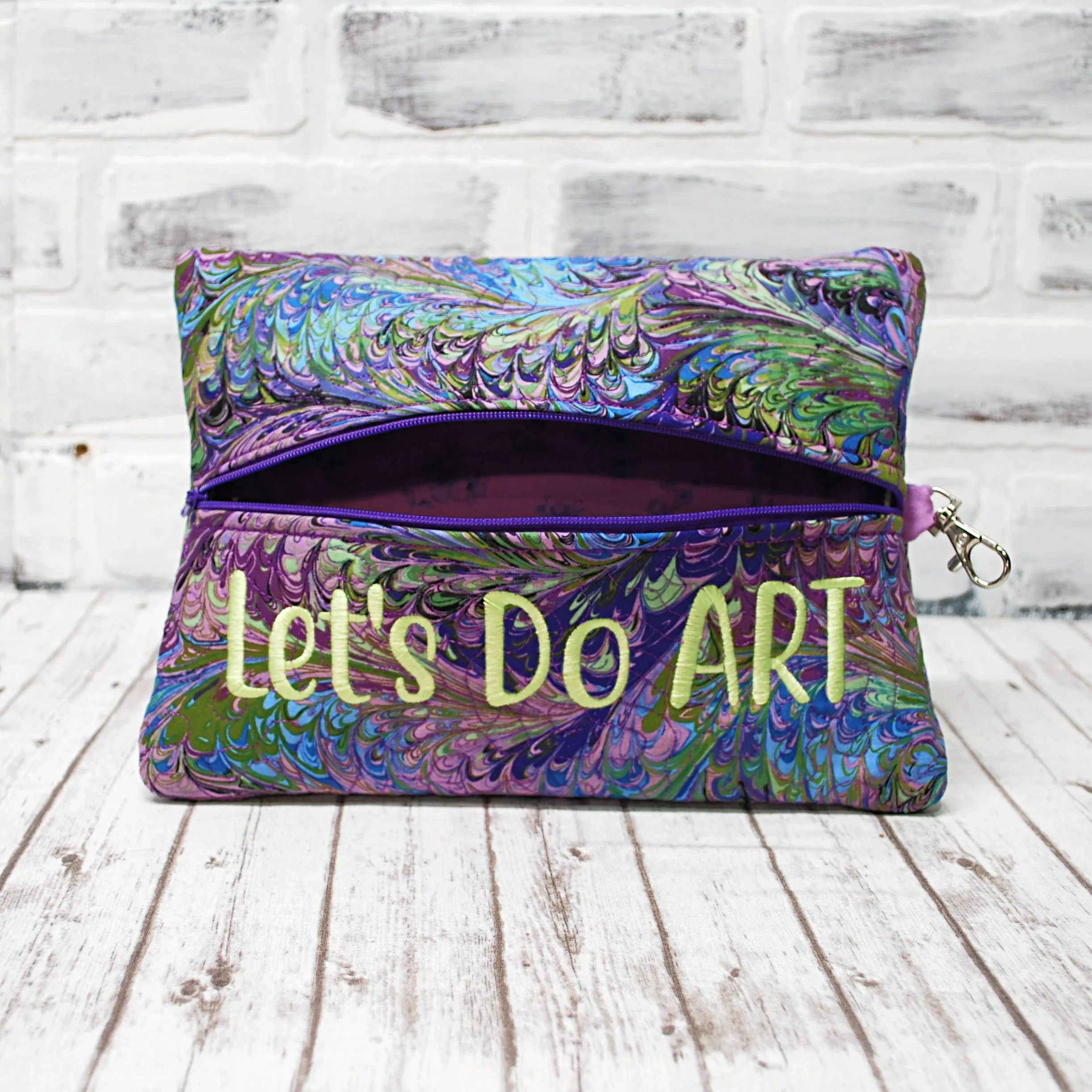 Purple Swirl Personalized Quilted Pouch