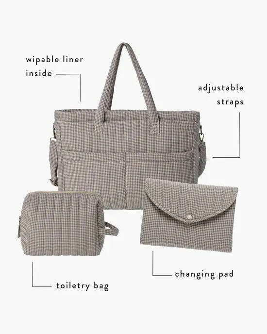 Quincy Mae - Diaper Bag (Indigo Gingham)