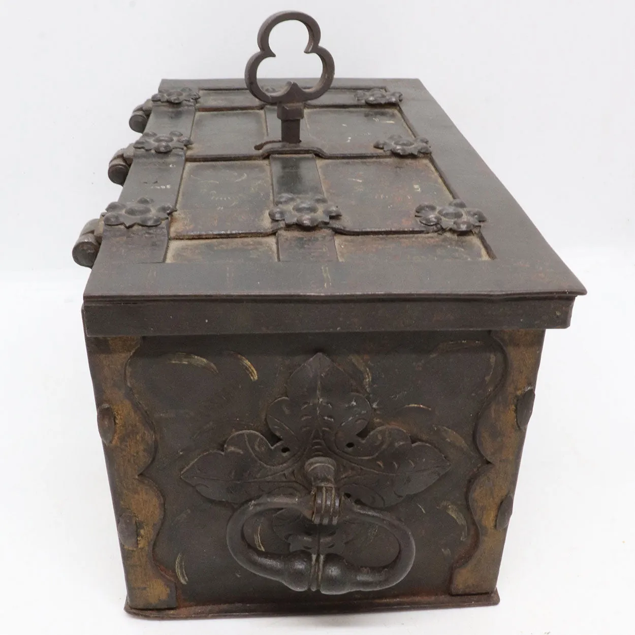 Rare German Nuremberg Late Renaissance Painted Iron Strong Box