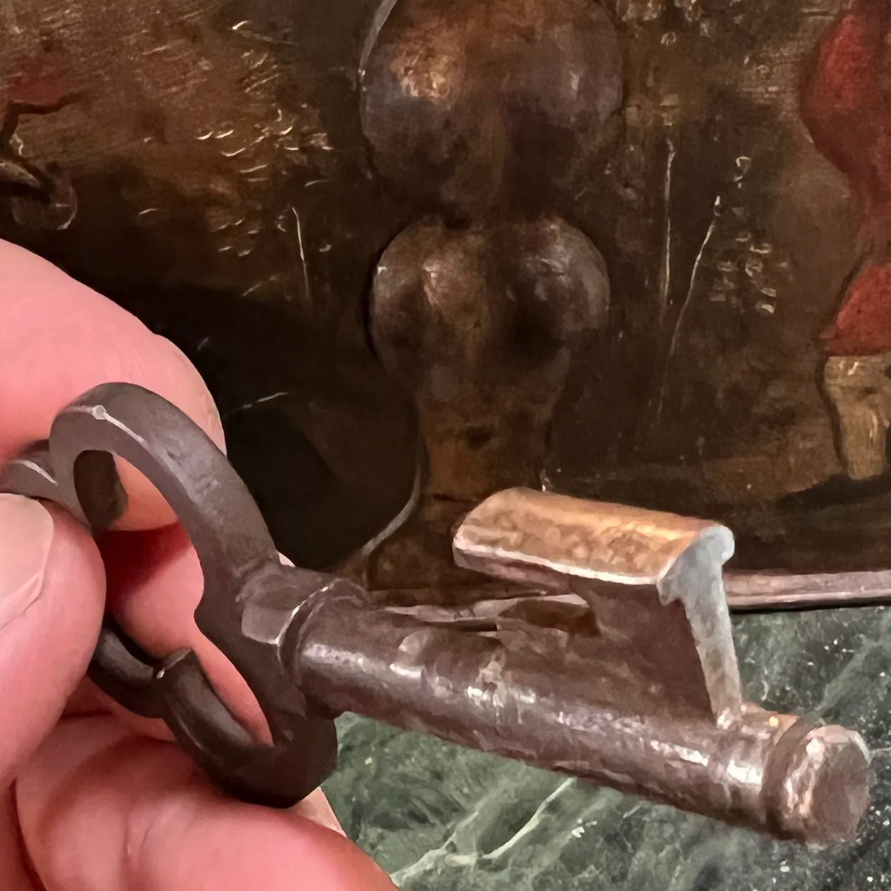 Rare German Nuremberg Late Renaissance Painted Iron Strong Box