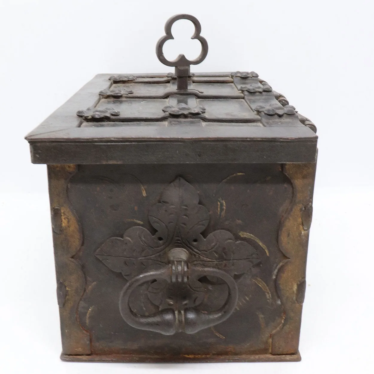 Rare German Nuremberg Late Renaissance Painted Iron Strong Box