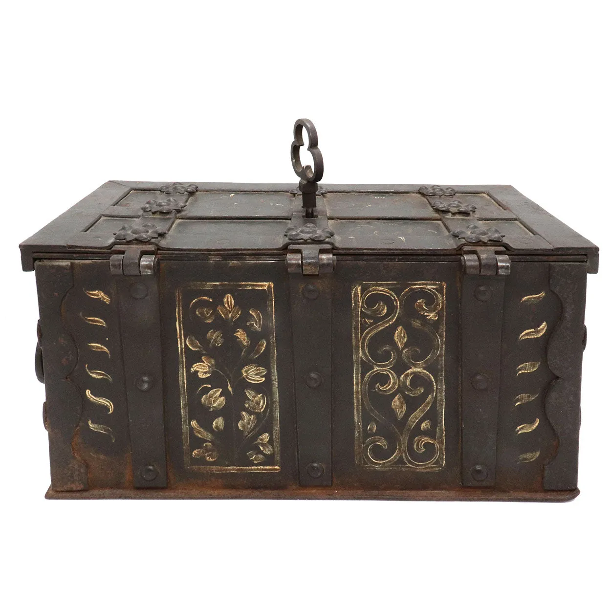 Rare German Nuremberg Late Renaissance Painted Iron Strong Box