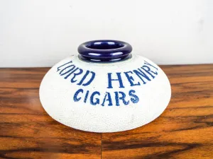 Rare Vintage Advertising Lord Henry Cigars Stoneware Ceramic Match Holder