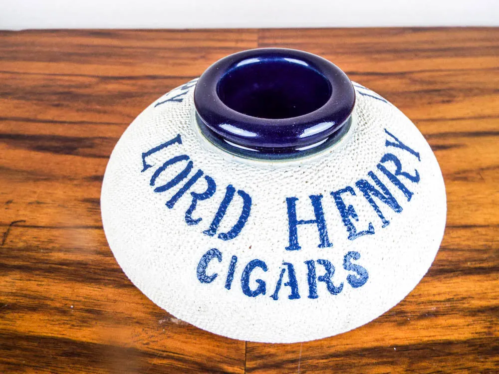 Rare Vintage Advertising Lord Henry Cigars Stoneware Ceramic Match Holder