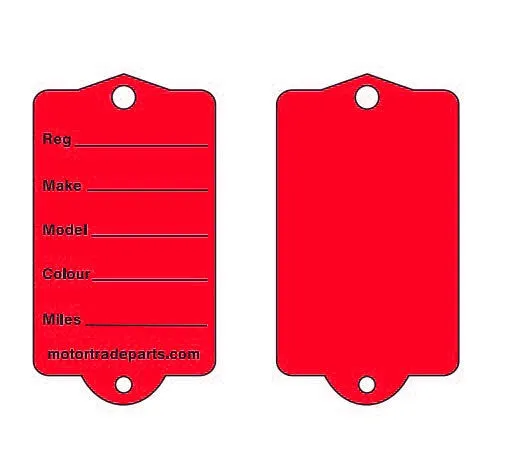 Red Car key Tags With Rings & Pen