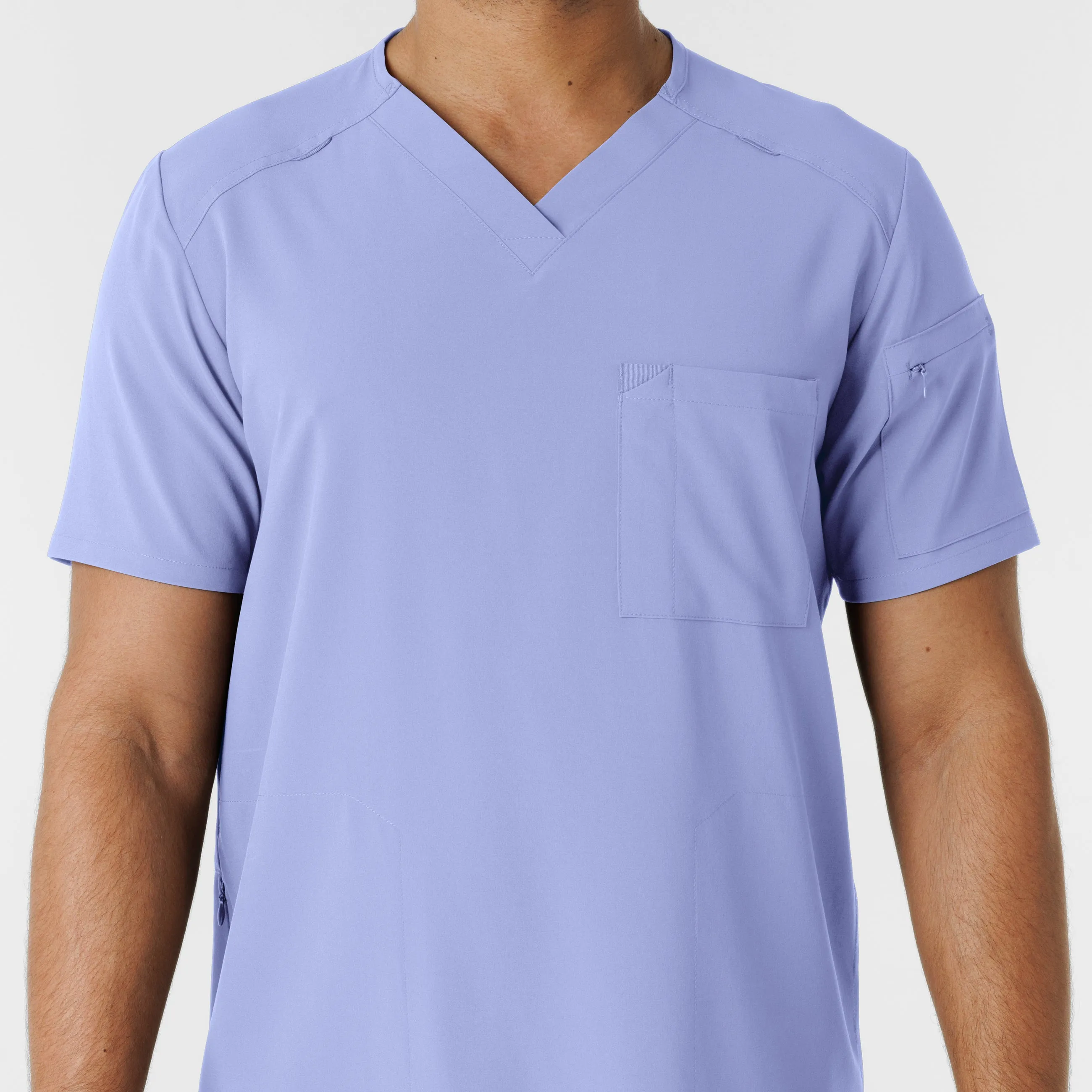 RENEW 6834 Men's V-Neck 5 Pocket Scrub Top Ceil Blue
