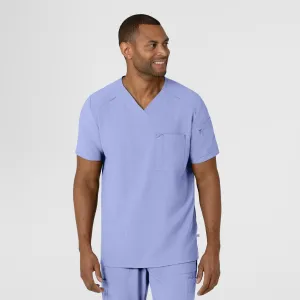 RENEW 6834 Men's V-Neck 5 Pocket Scrub Top Ceil Blue