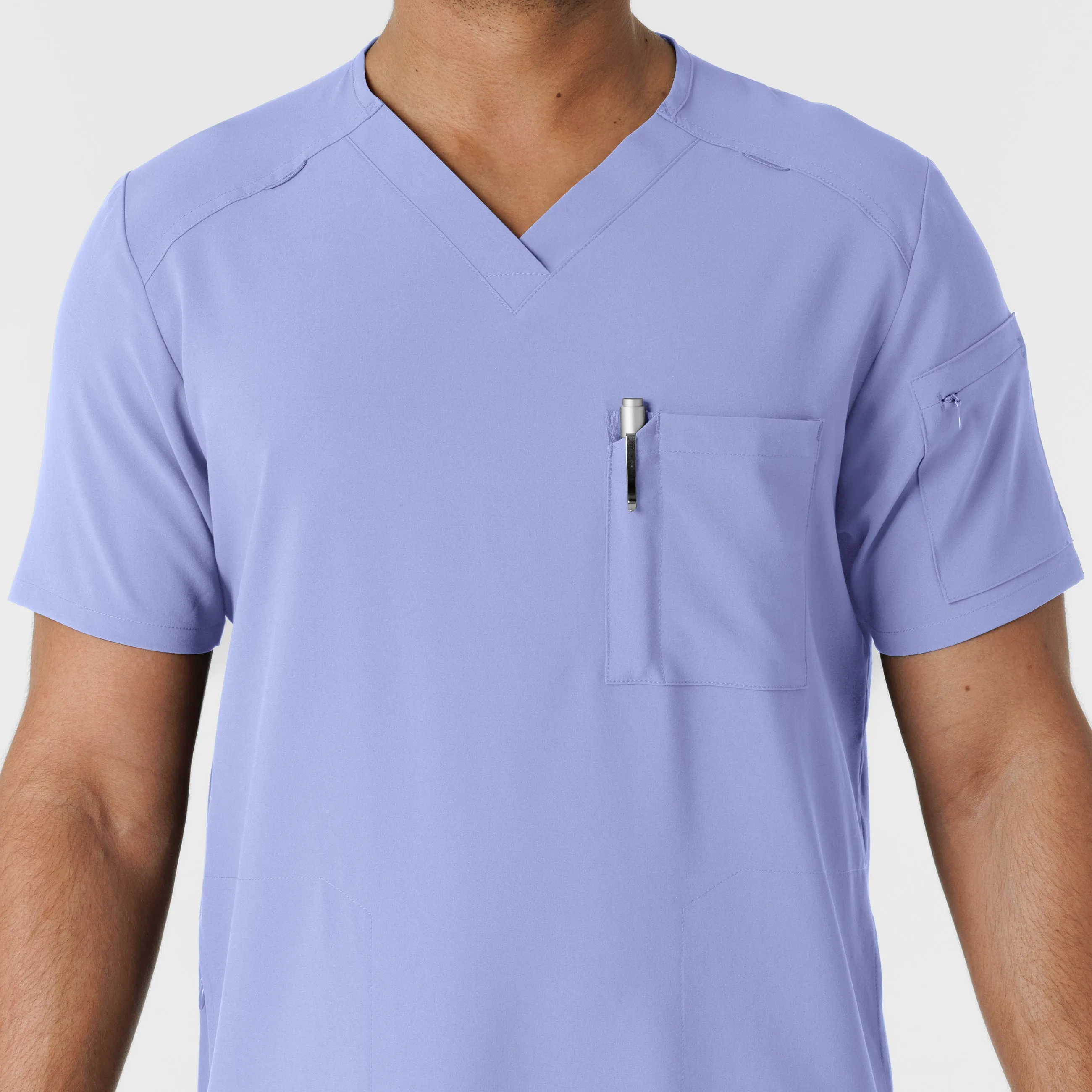 RENEW 6834 Men's V-Neck 5 Pocket Scrub Top Ceil Blue