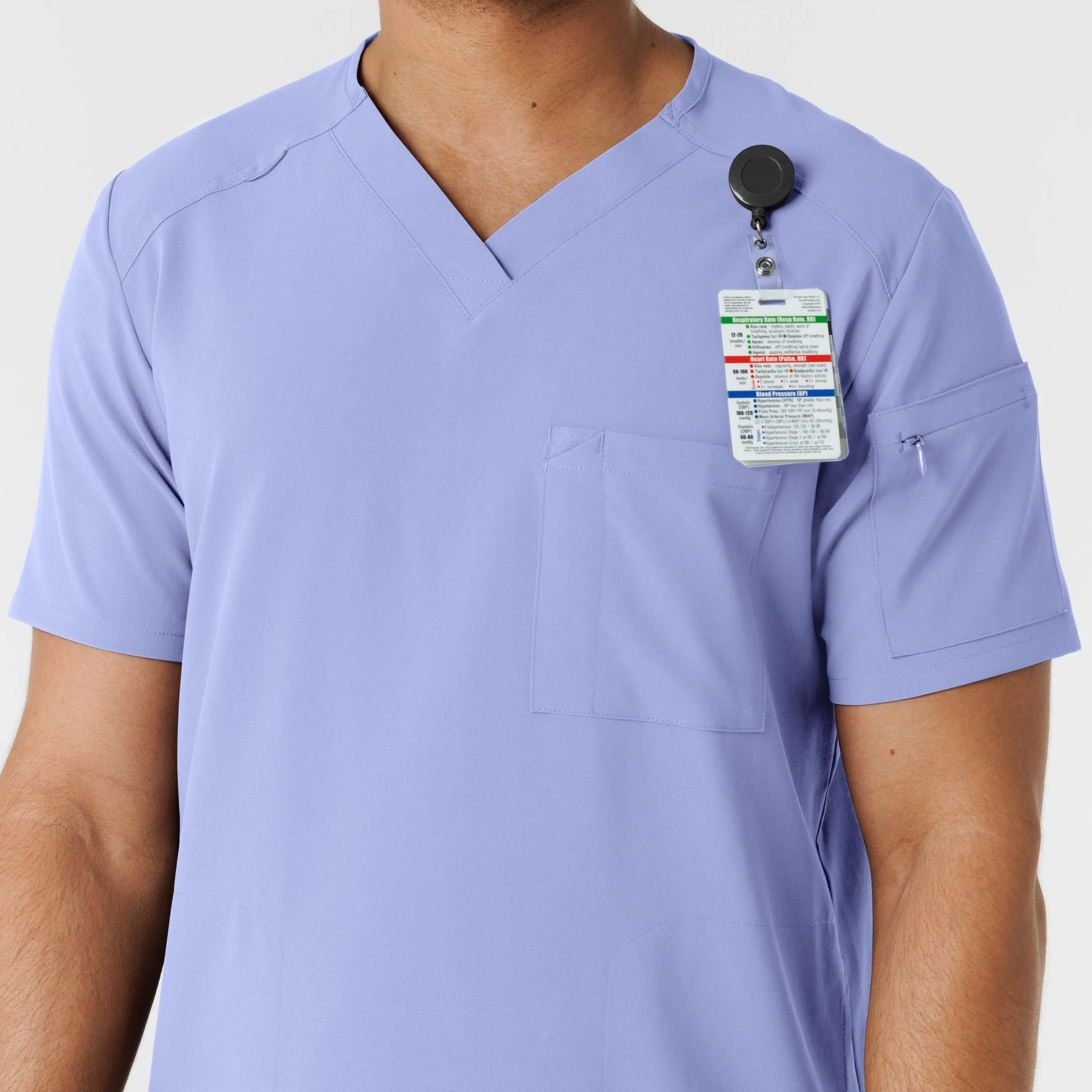RENEW 6834 Men's V-Neck 5 Pocket Scrub Top Ceil Blue