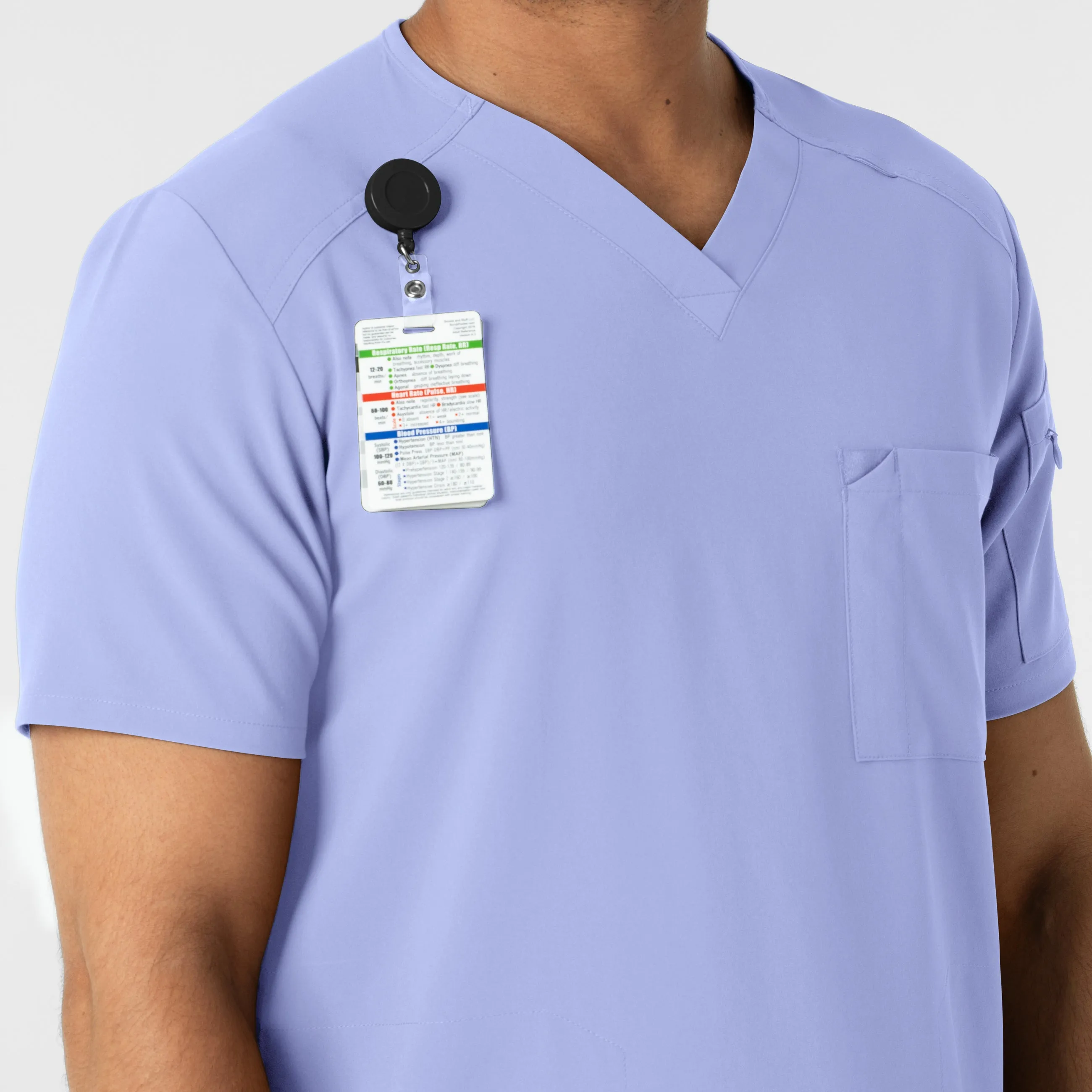 RENEW 6834 Men's V-Neck 5 Pocket Scrub Top Ceil Blue