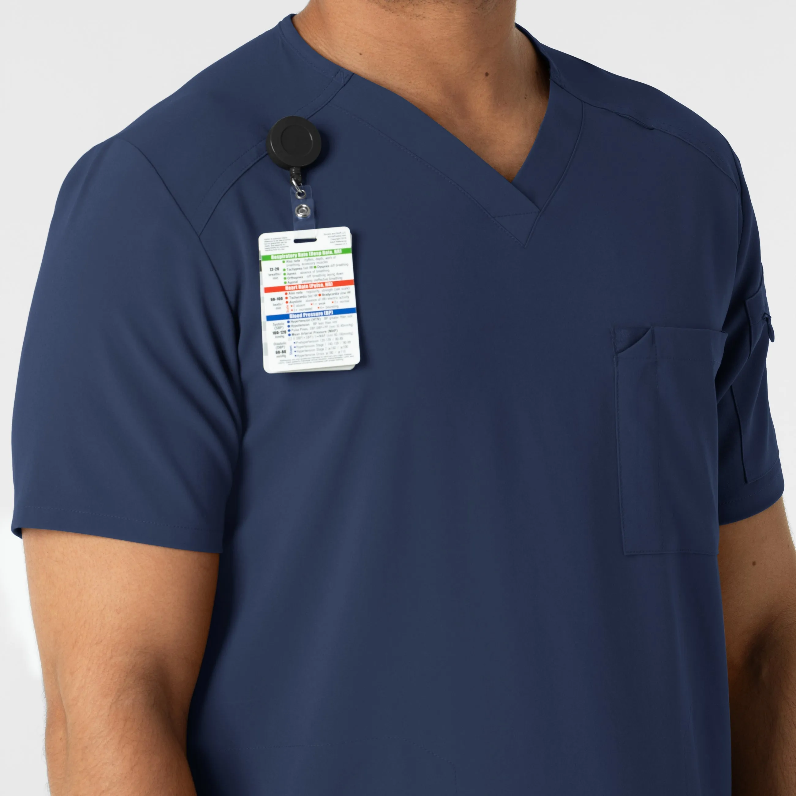 RENEW 6834 Men's V-Neck 5 Pocket Scrub Top Navy